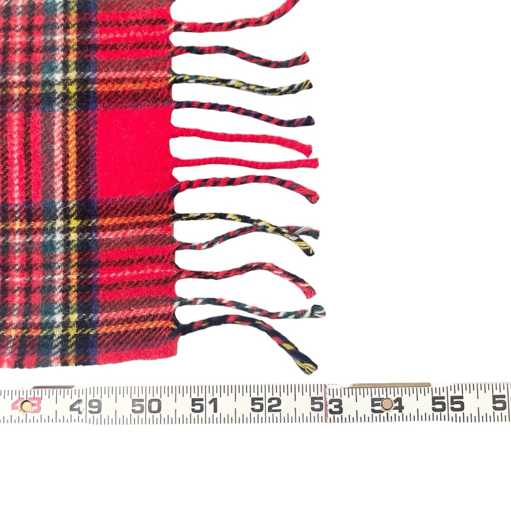 Vintage Red Tartan Plaid 100% Lambswool Scarf Made in Scotland - Picture 11 of 14